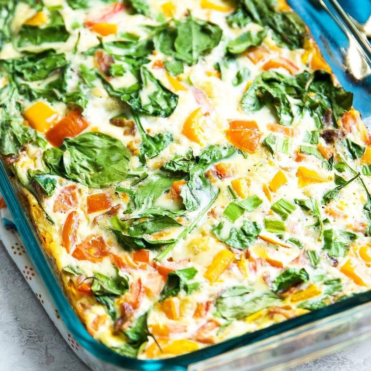 Delicious bacon and veggie egg casserole