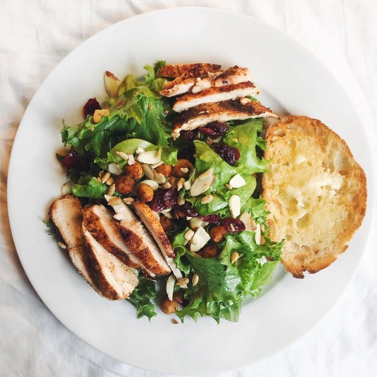 Delicious salad prepared at the beach