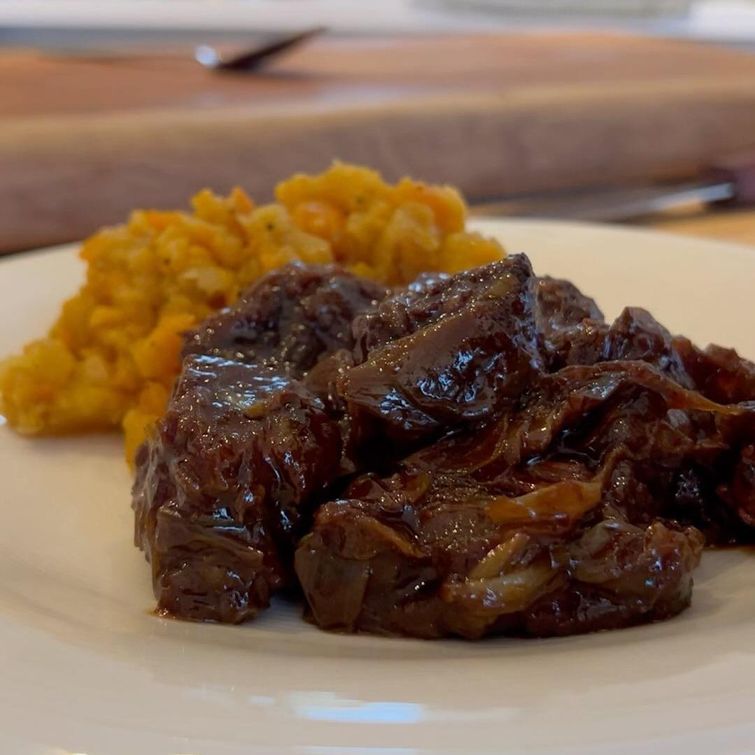 Beef stew with carrot and swede