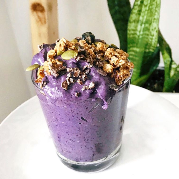 Blueberry avocado protein smoothie