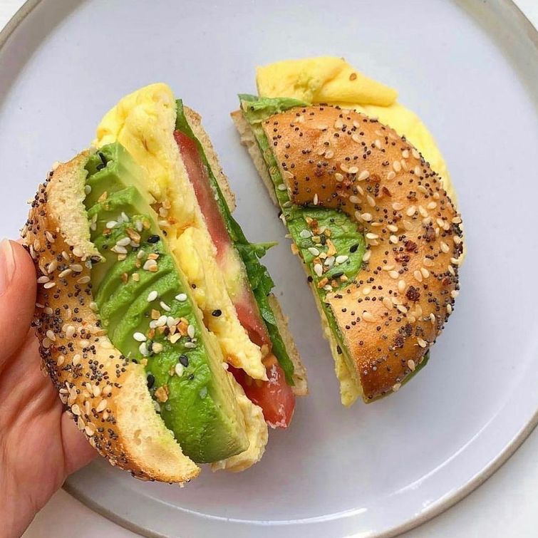 Loaded breakfast bagel sandwich