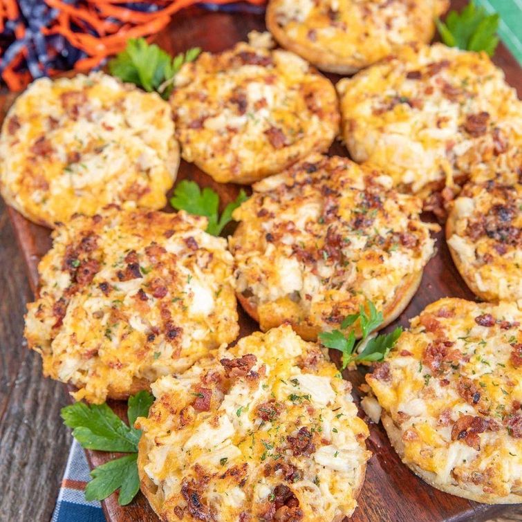 Delicious crack chicken melts on English muffins