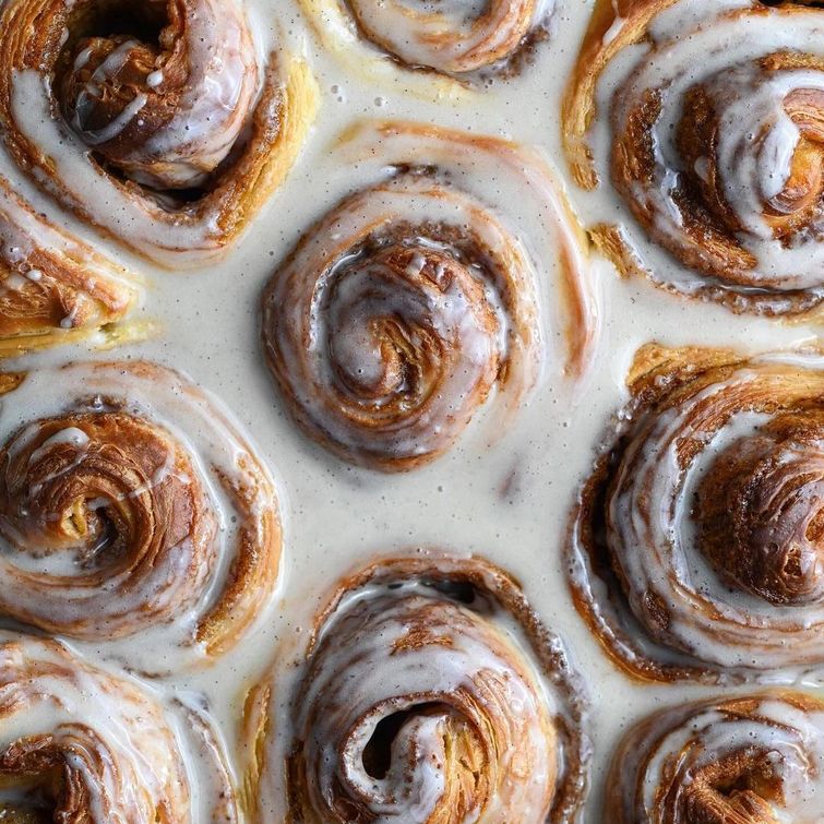 Layered croissant cinnamon rolls