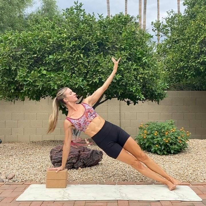 Woman demonstrating ab exercises