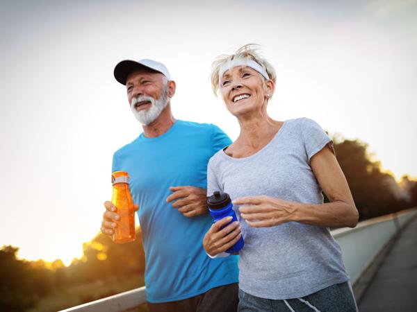 Senior couple jogging