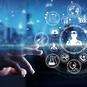 In a digital age, the fusion of technology and healthcare is revolutionizing patient care. As virtual consultations and advanced diagnostics take center stage, a hand thoughtfully navigates through a web of interconnected health icons, symbolizing the future of medicine.