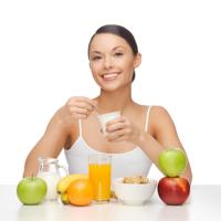 Woman eating healthy breakfast