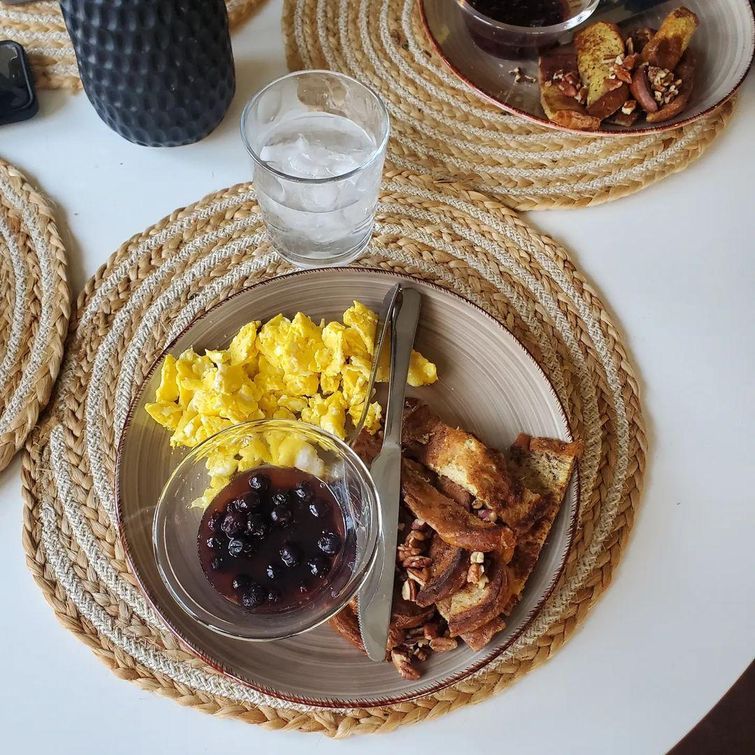Healthy French toast with blueberry lemon honey topping