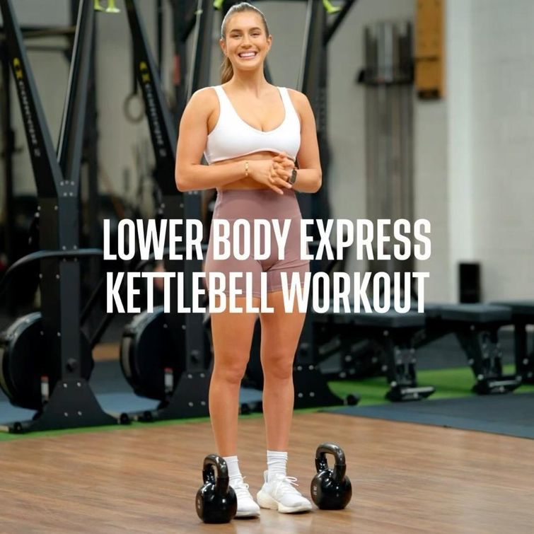 Katie Martin demonstrating kettlebell workout