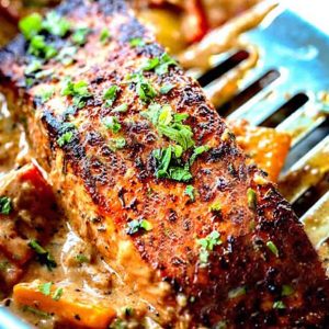 Blackened Salmon In Creamy Cajun Sauce
