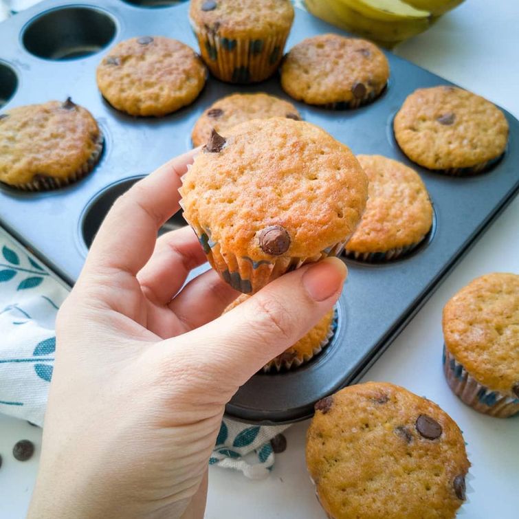 Delicious banana chocolate chip muffins