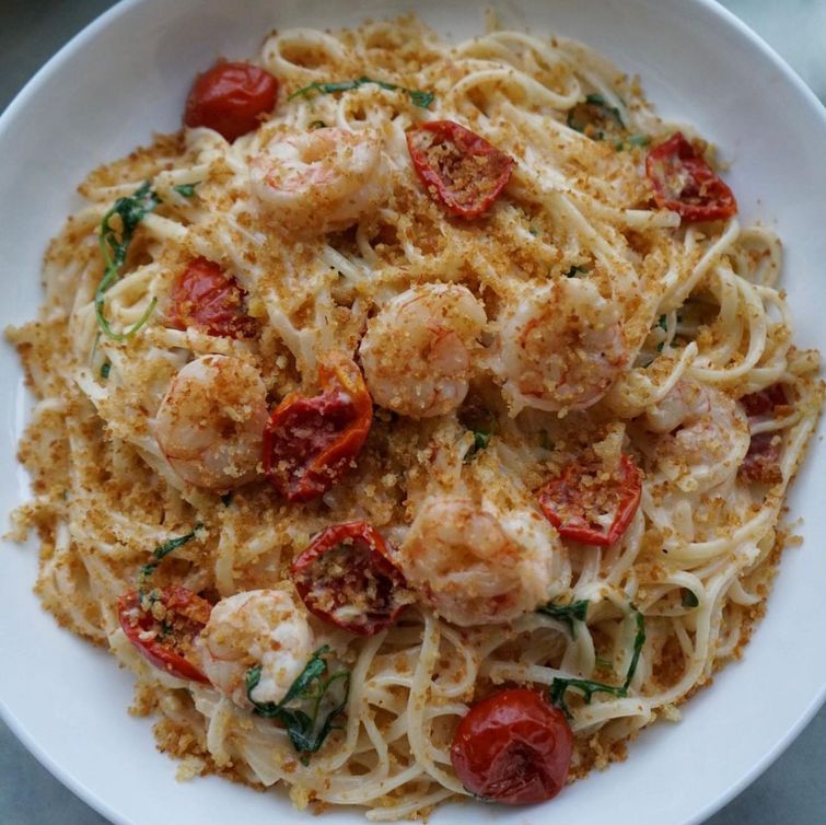 Creamy lemon shrimp linguettine