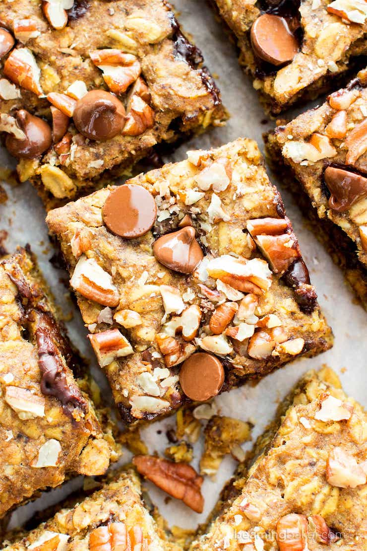 Pumpkin Chocolate Chip Oatmeal Breakfast Bars