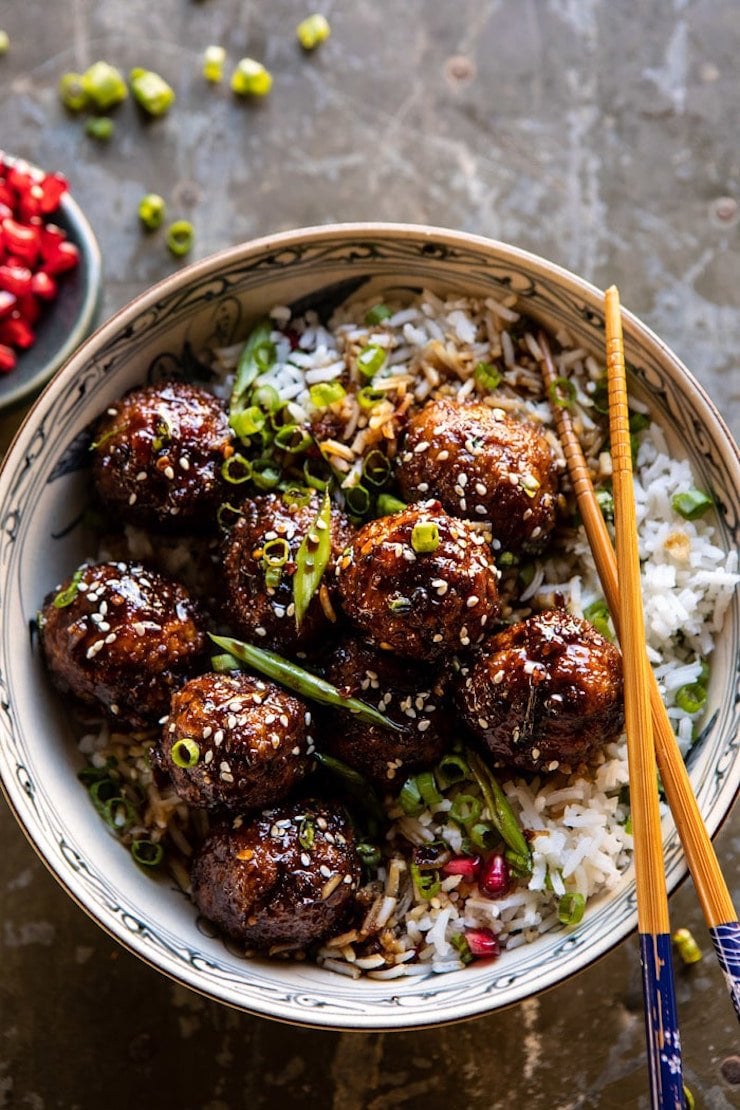 Sticky Ginger Sesame Chicken Meatballs