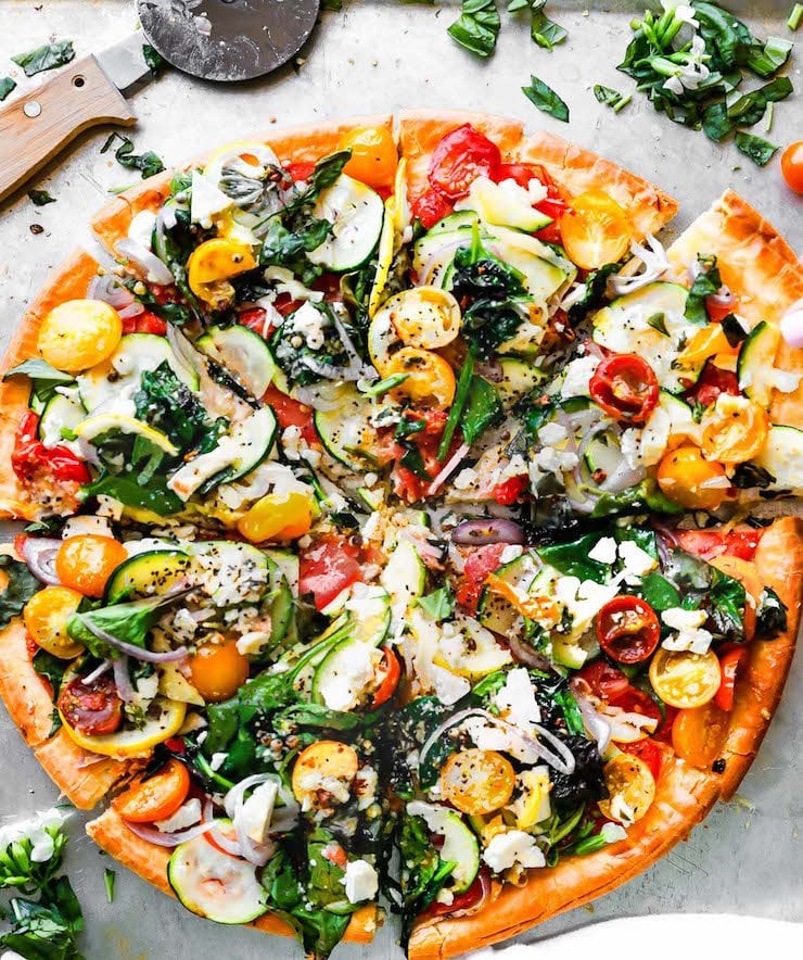 Veggie Lovers Flatbread Pizza (GF) - Healthy Pizza Recipes