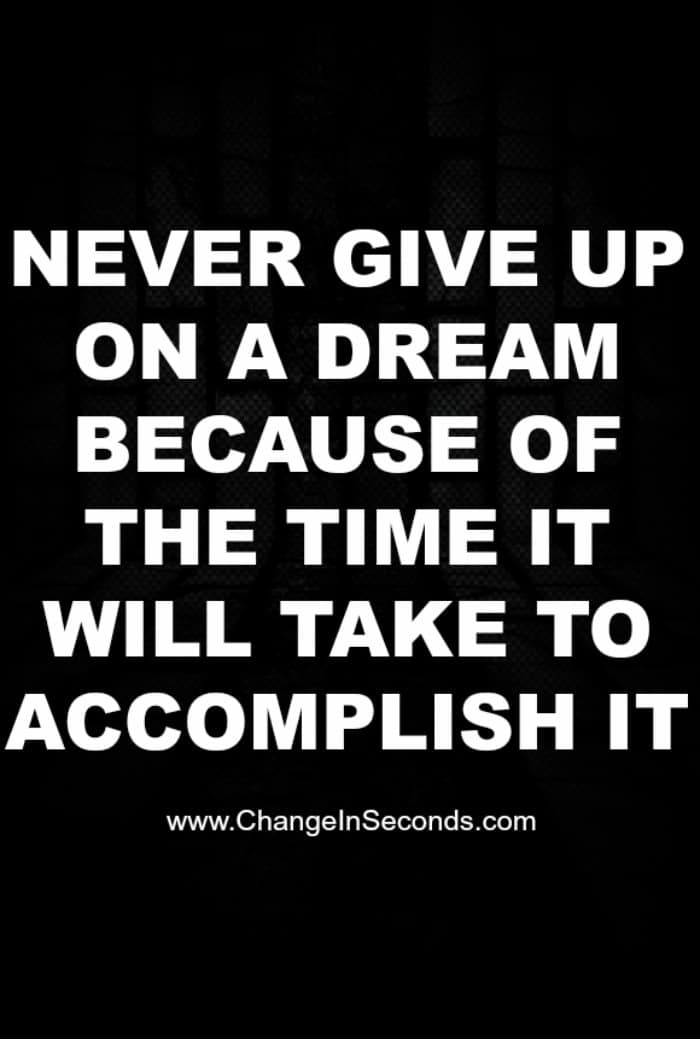 Never Give Up On A Dream Because Of The Time It Will Take To Accomplish It
