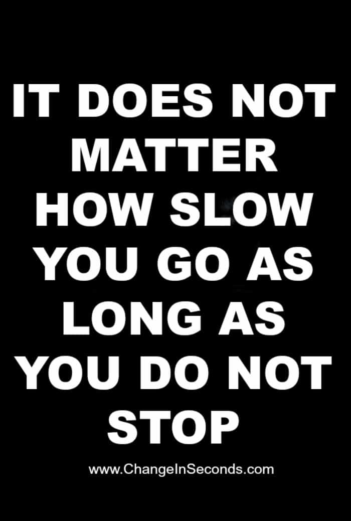 It Does Not Matter How Slow You Go As Long As You Do Not Stop