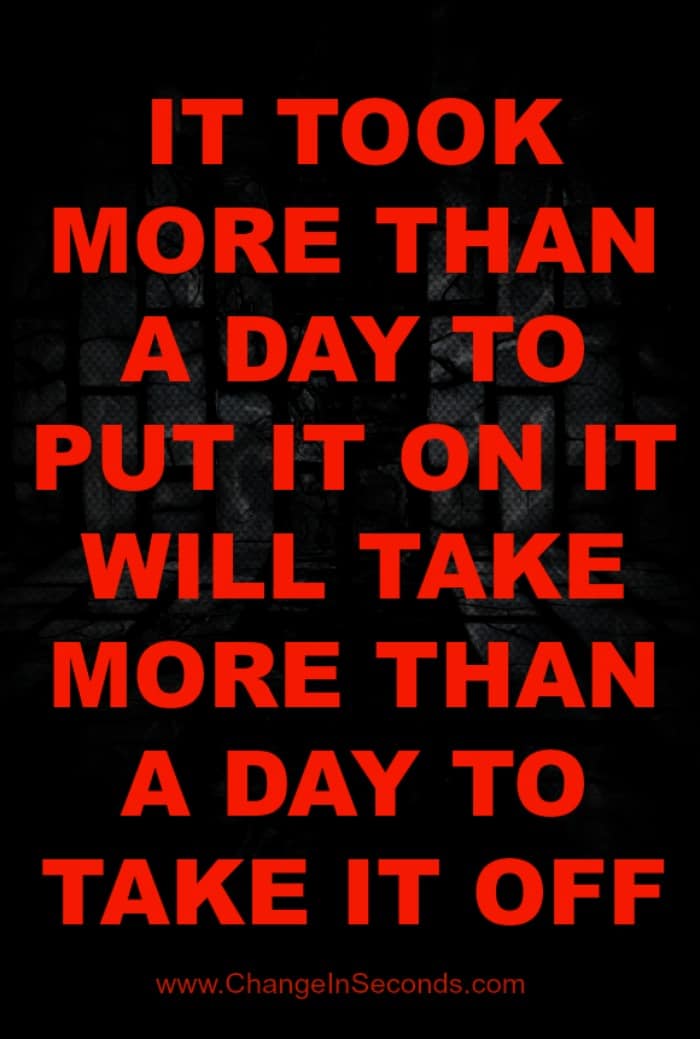 It Took More Than A Day To Put It On It Will Take More Than A Day To Take It Off