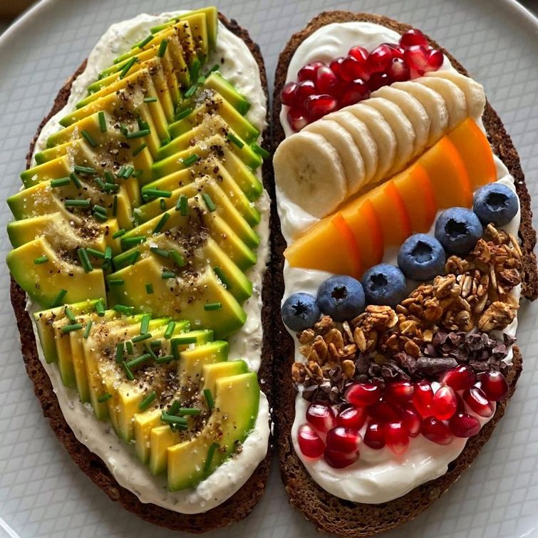 Two giant toasts on rye bread