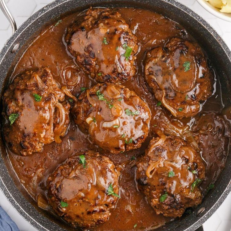 Salisbury steak with onion gravy