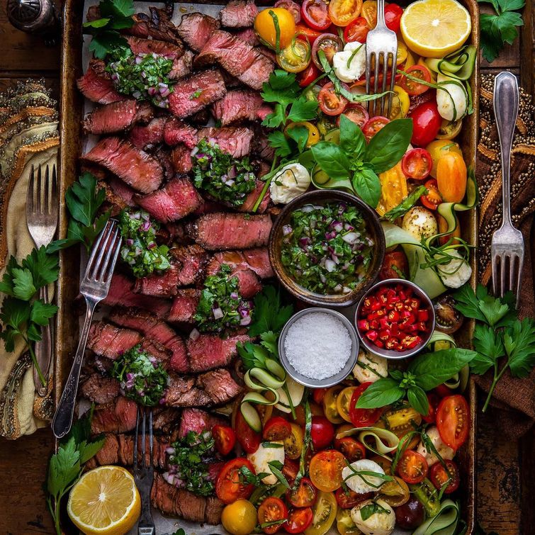 Sheet-pan steak dinner