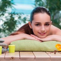 Woman relaxing at spa