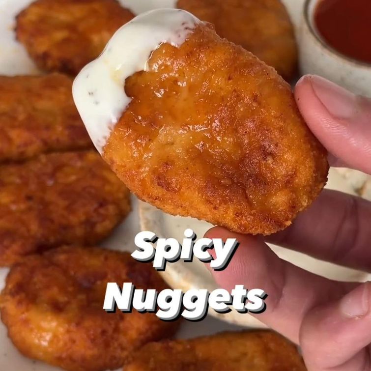 Spicy chicken nuggets with nutritional information