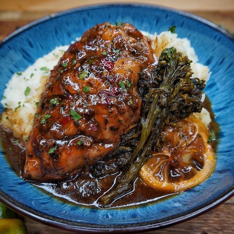 Sweet chilli jerk chicken with brocollini