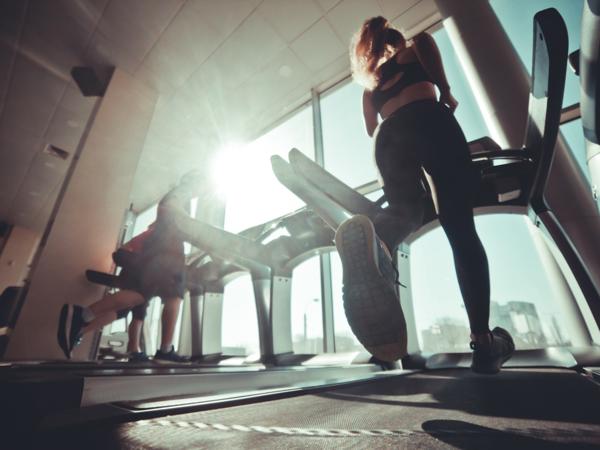 Women treadmill workout gym