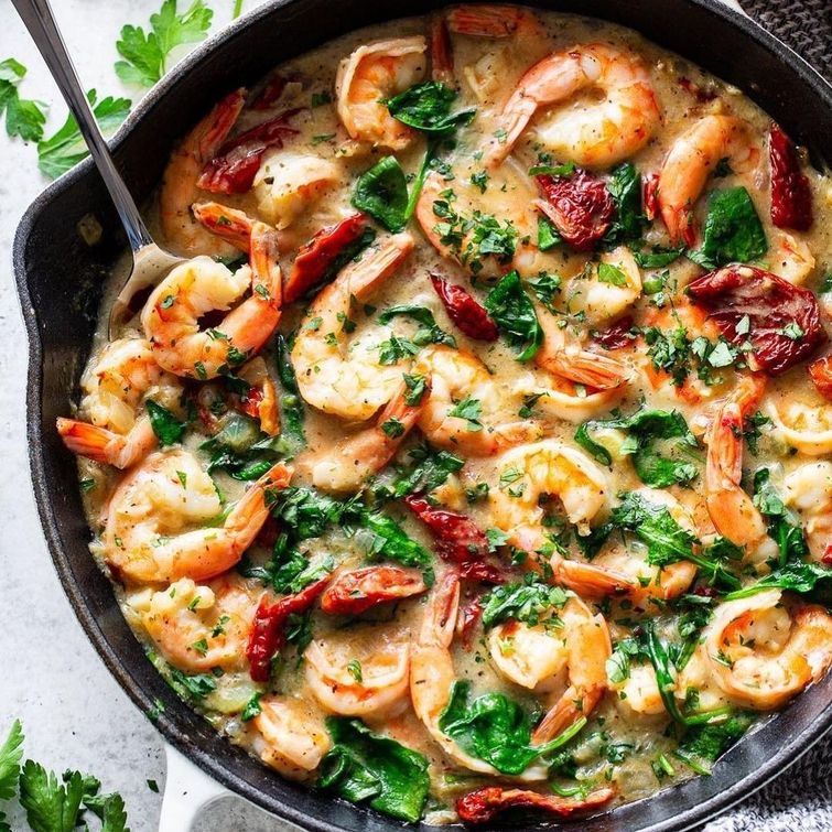 Tuscan Garlic Shrimp dish prepared in less than 30 minutes