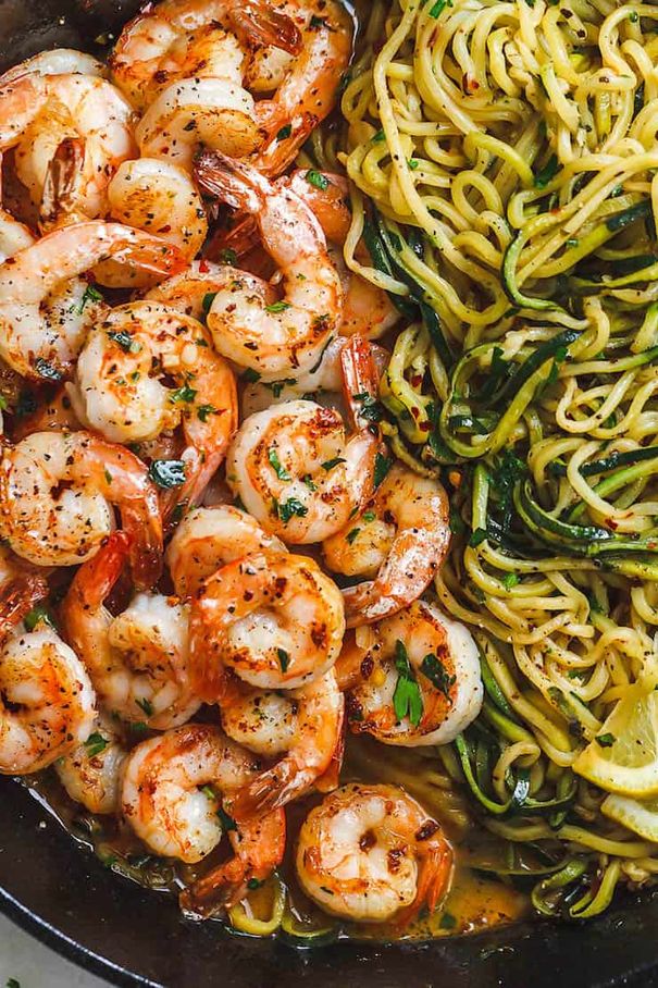 Lemon Garlic Butter Shrimp With Zoodles