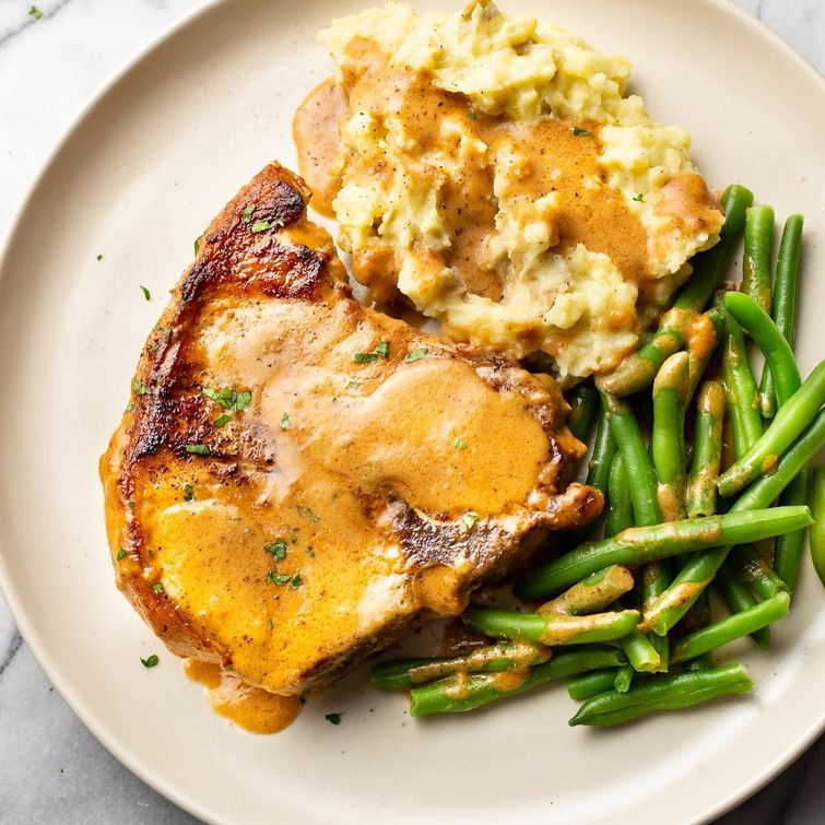 Delicious smothered pork chops