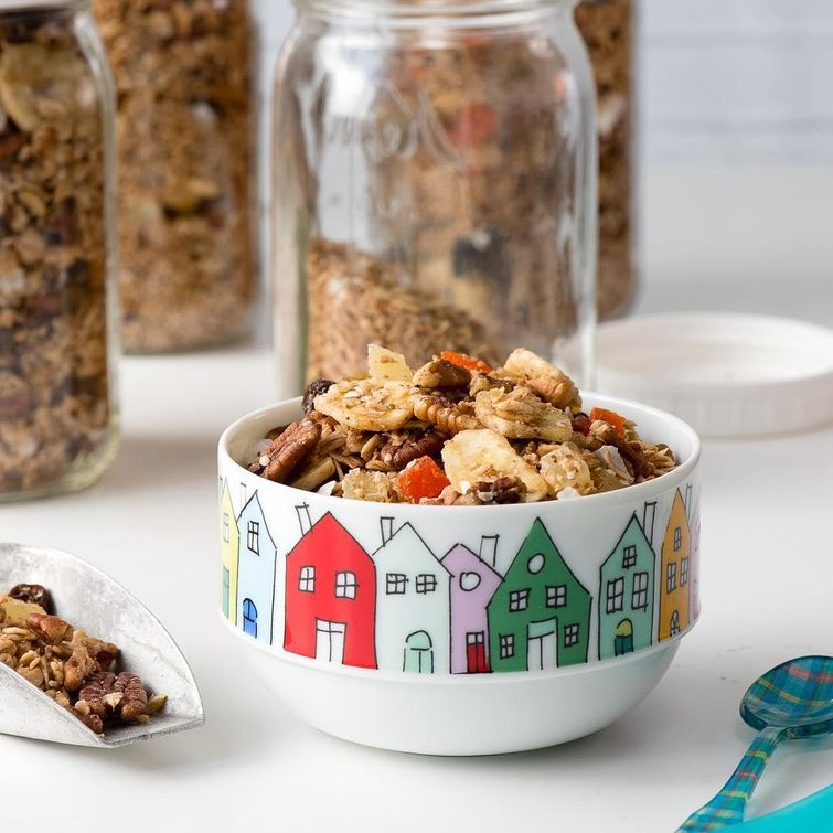 Homemade tropical fruit granola