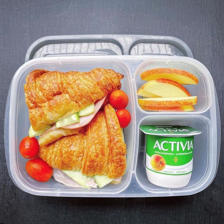 3-Compartment Food Container with Croissant Sandwich