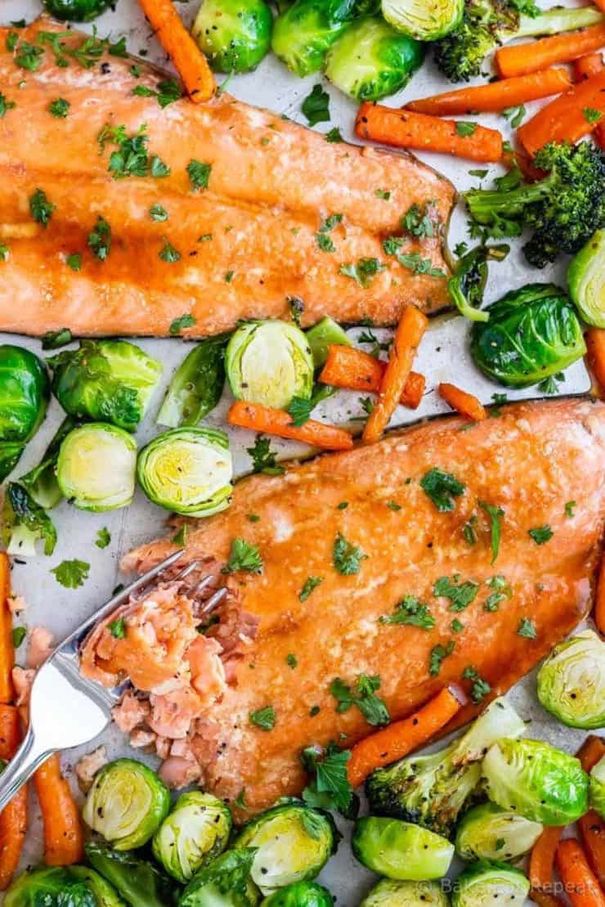 Maple Glazed Salmon and Vegetables