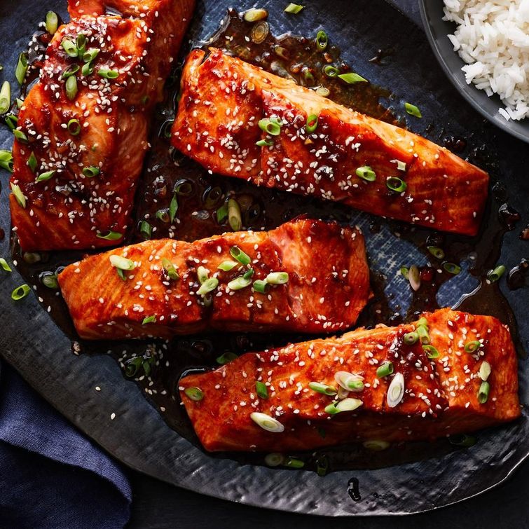 Delicious bourbon-glazed salmon