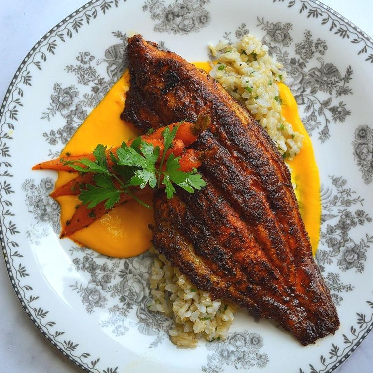 Blackened catfish dinner