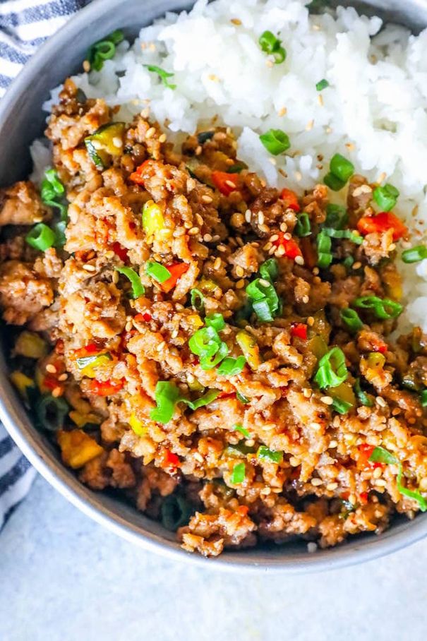 Easy Mongolian Turkey and Rice Bowls