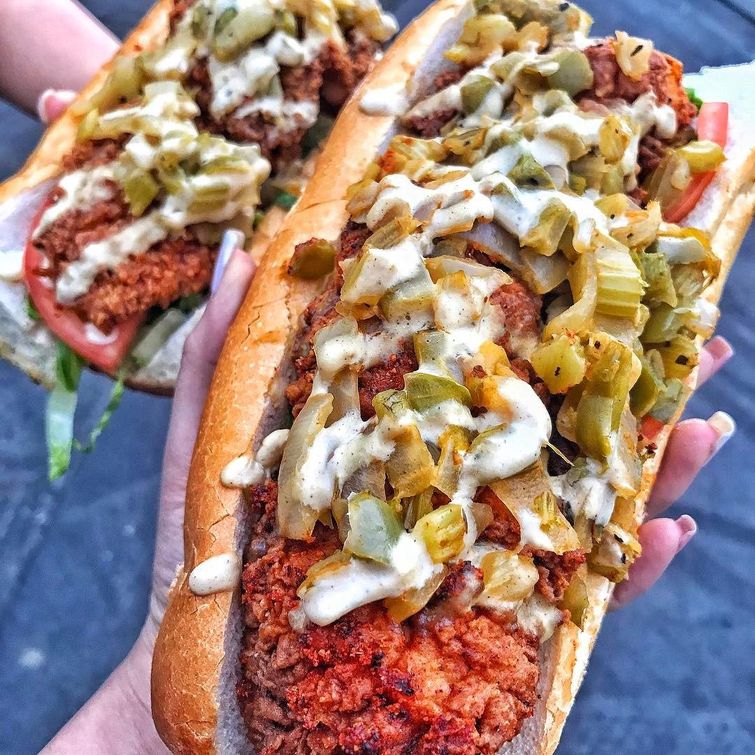 Delicious fried catfish po' boy sandwich