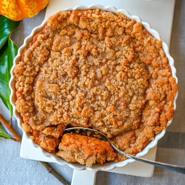 Sweet potato casserole with brown sugar topping