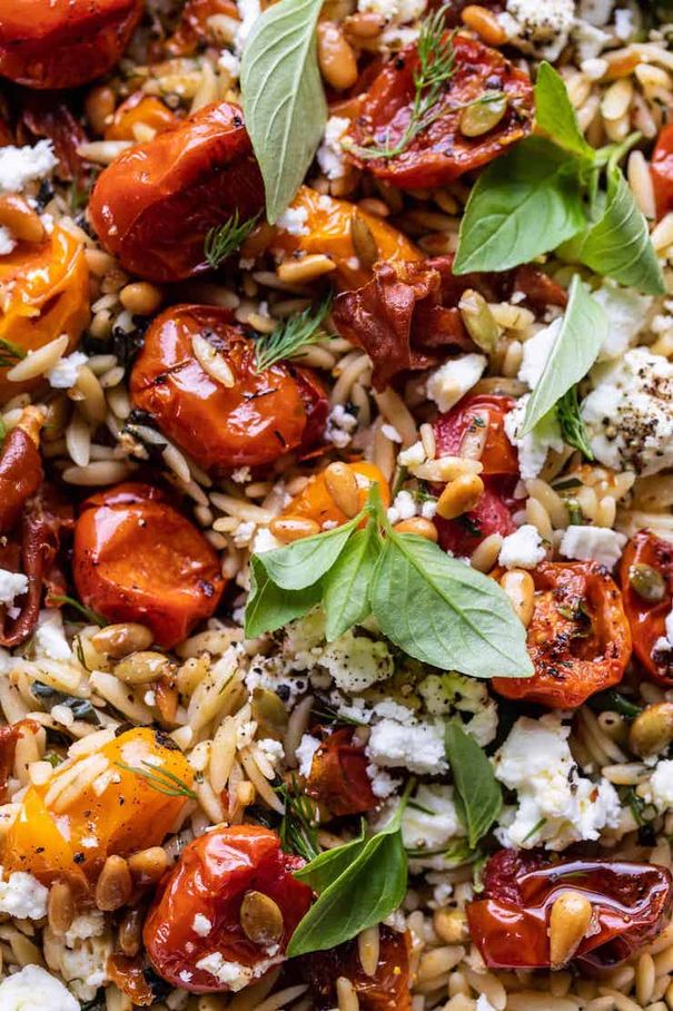 Roasted Tomato Basil and Feta Orzo