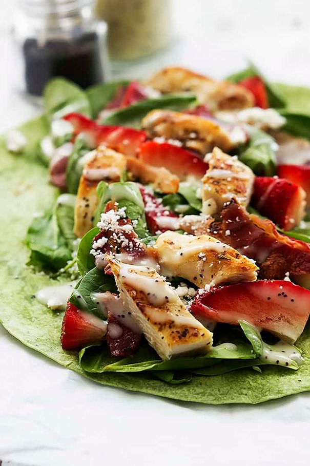 Strawberry Chicken Bacon and Spinach Wrap