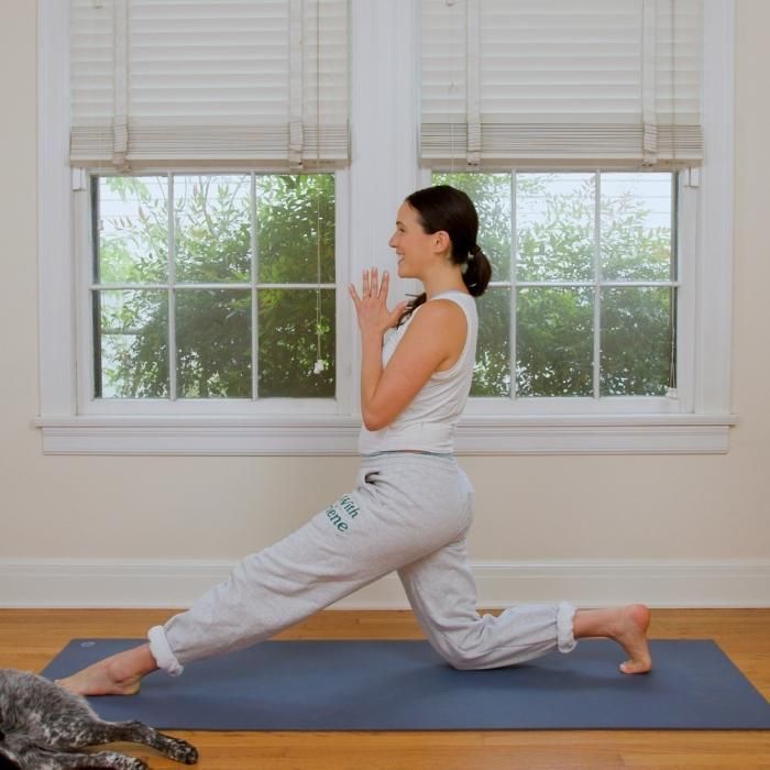 Morning yoga flow on smart mat
