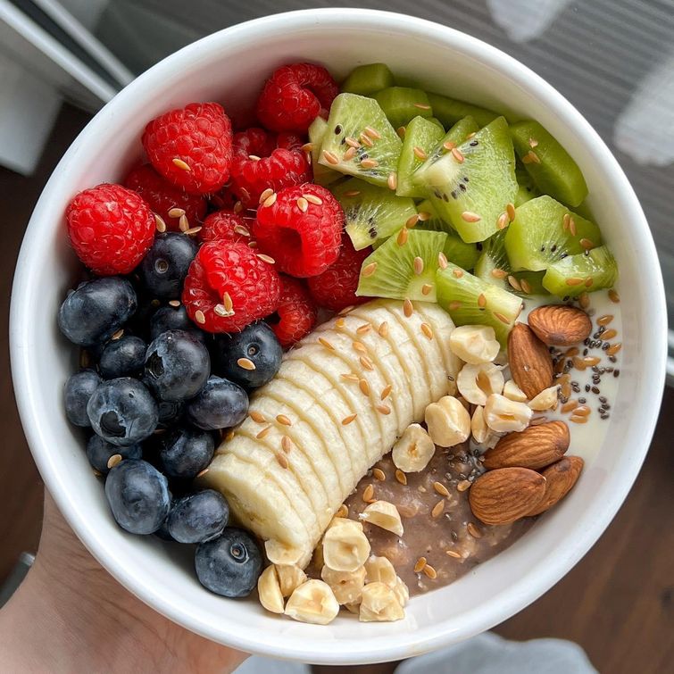 Delicious oatmeal breakfast bowl