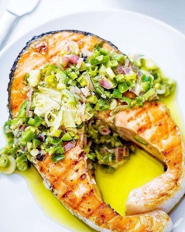 Grilled Salmon Steaks With Citrusy Jalapeno Salsa