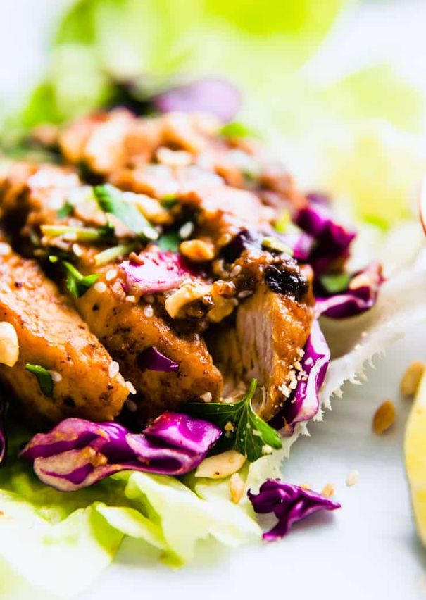 Sticky Chinese BBQ Pork Lettuce Wraps 
