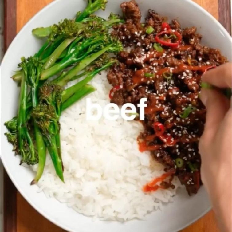 Delicious beef rice bowl
