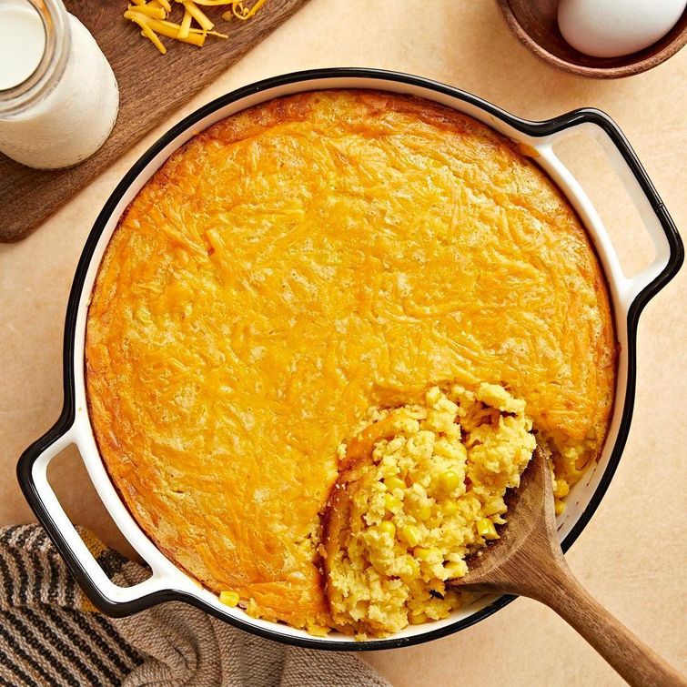 Delicious homemade corn pudding