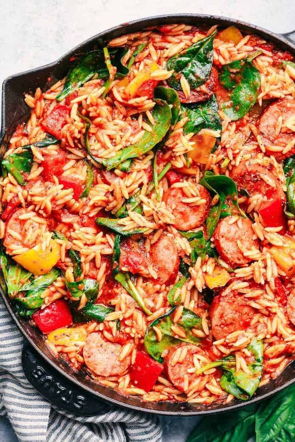 Italian Sausage and Vegetable Orzo Skillet