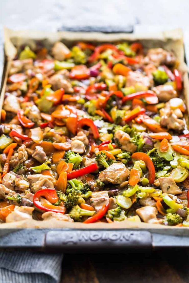 One Pan Honey Garlic Chicken and Veggie